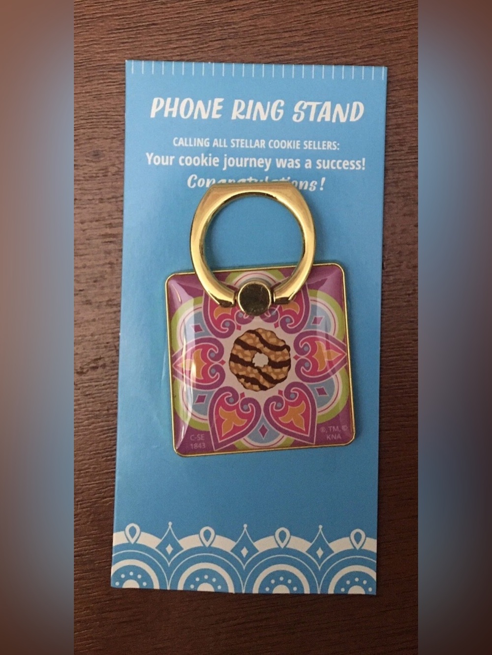 Girl Scout Phone Ring Stand Holder Samoa Cookie Mandala design NEW